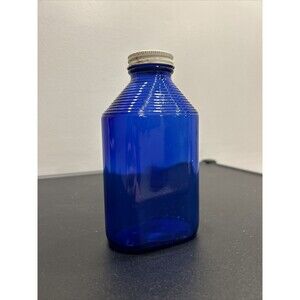 Brockway Milk Magnesia Cobalt Blue Bottle 1930-1940 Vintage
